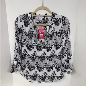Candies Floral Dot Chevron Print Top